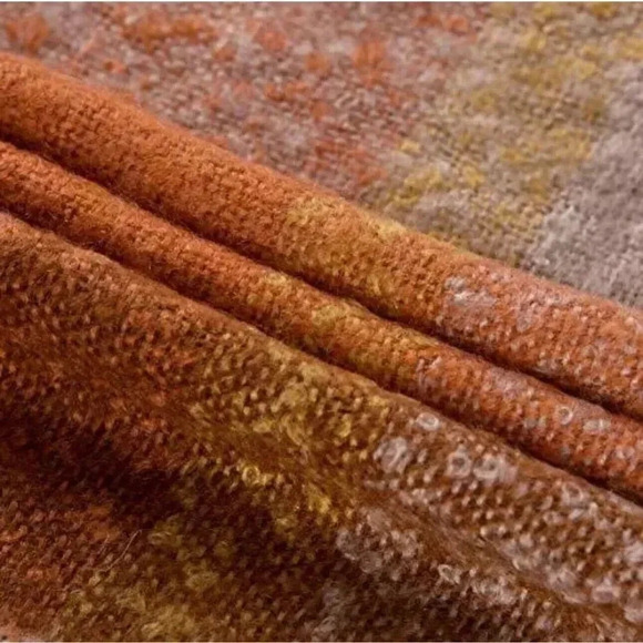 Orange Plaid Blanket Throw Acrylic Soft Reversible Dyed Fringed Bed Blanket f... - Picture 5 of 14